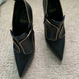 Versace black and gold boots